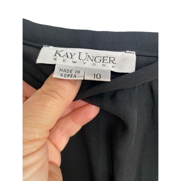 Kay Unger Size 10 Women’s 100% Silk High Rise Wide Leg Pant In Black Fully Lined - Picture 3 of 6